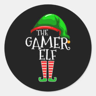 Gamer Elf Family Matching Group Christmas Gift Vid Classic Round Sticker