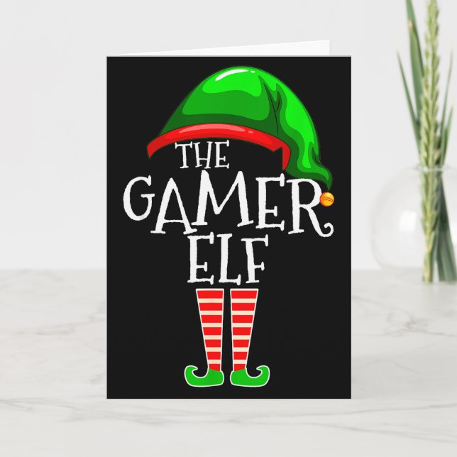 Gamer Elf Family Matching Group Christmas Video Ga Card (Front)