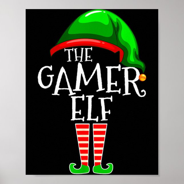 Gamer Elf Family Matching Group Christmas Video Ga Poster (Front)