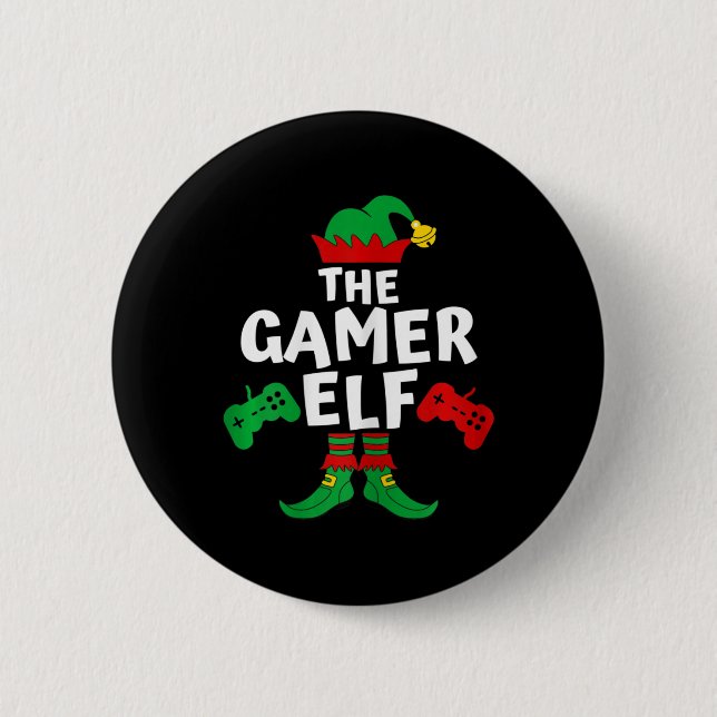 Gamer Elf Family Matching Shirts Christmas Gifts V 6 Cm Round Badge (Front)