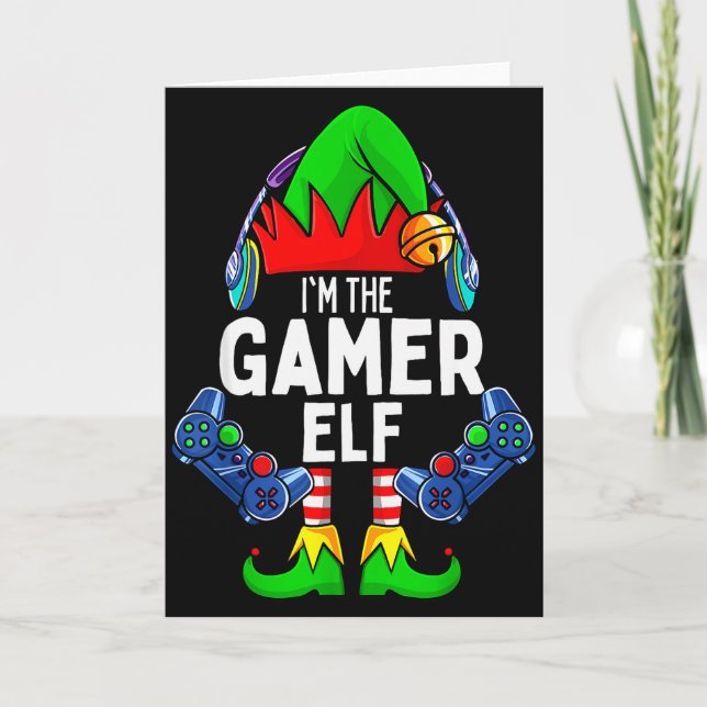 Gamer Elf Matching Family Christmas  Card (Front)