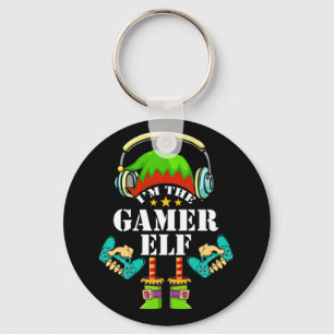 Gamer Elf Matching Family Christmas With Gamepad Key Ring
