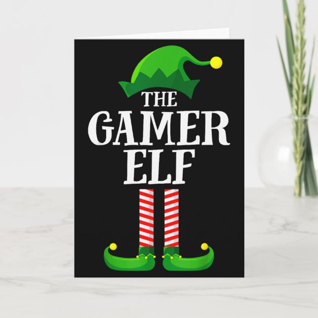 Gamer Elf Matching Family Group Christmas Party Py Card (Front)