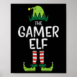 Gamer Elf Xmas Christmas Family Boys Men Kids Poster