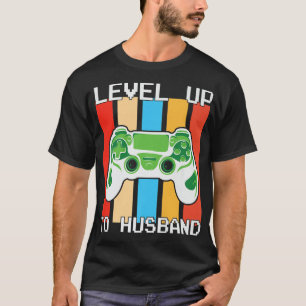 Gamer Engagement Groom Husband Video Game Level up T-Shirt