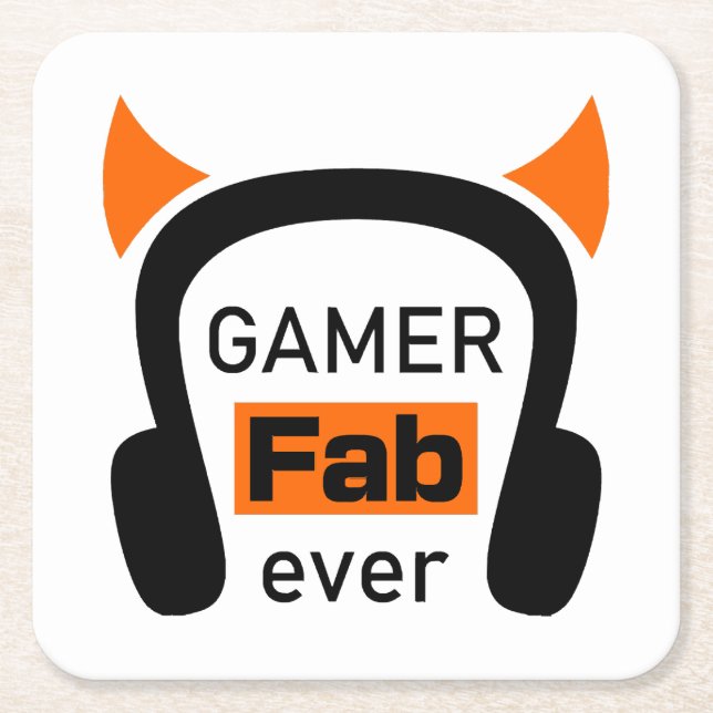 gamer fab-ever square paper coaster (Front)