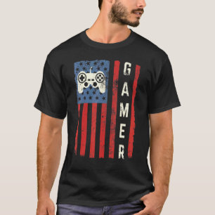 Gamer Flag Video Game Controller July 4th Patrioti T-Shirt