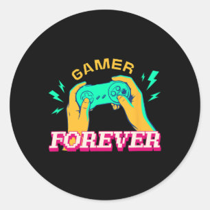 Gamer Forever – Retro Controller Vintage Design  Classic Round Sticker