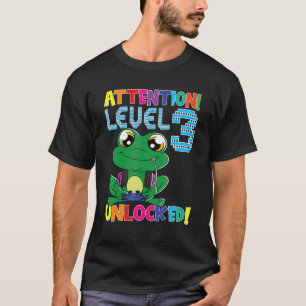 Gamer Frog Boy Attention Level 3 Unlocked Gaming B T-Shirt