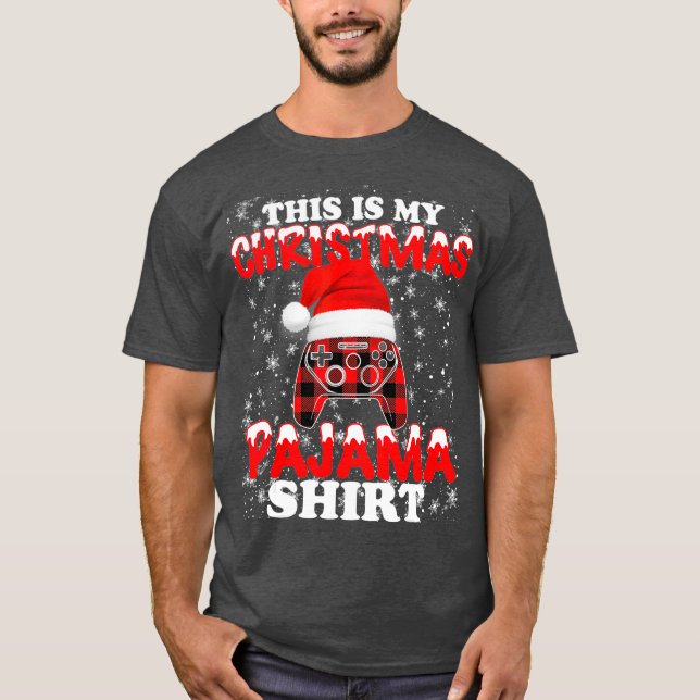 Gamer Funny Video Game Controller Santa Hat T-Shirt (Front)