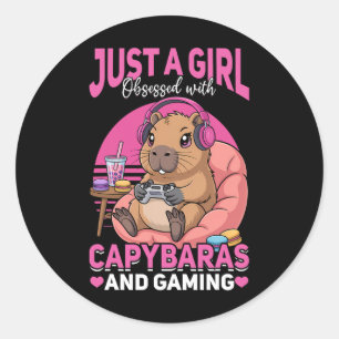 Gamer Gaming Capyra Video Game Classic Round Sticker