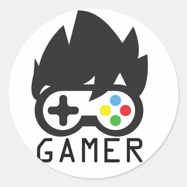 Gamer gaming gamers design  classic round sticker (Front)