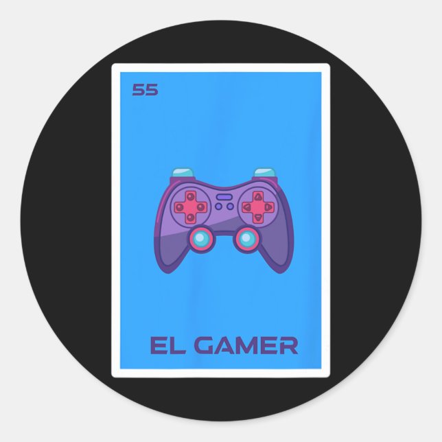 Gamer Gaming Mexican Video Game Controller Gamepad Classic Round Sticker (Front)