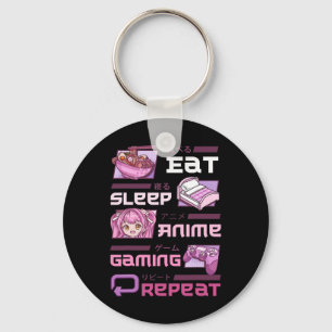 Gamer Gaming Video Games Funny Eat Sleep Anime Gam Key Ring