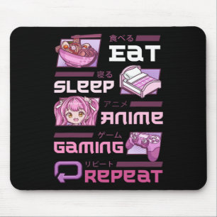Gamer Gaming Video Games Funny Eat Sleep Anime Gam Mouse Pad