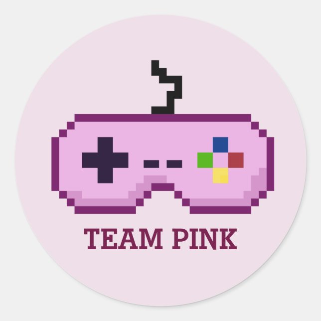 Gamer Gender Reveal Team Pink Stickers (Front)