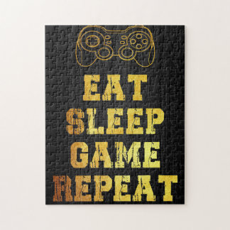 Gamer Gift | Eat Sleep Game Repeats Jigsaw Puzzle