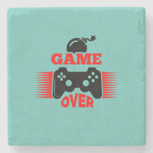 Gamer Gift Game Over Stone Coaster