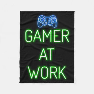 Gamer Gift Gamer At Work Fleece Blanket