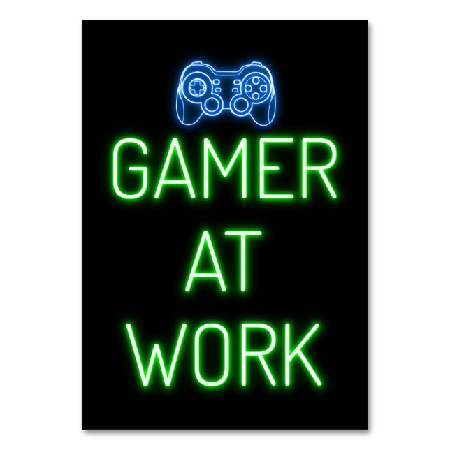 Gamer Gift | Gamer At Work Table Number (Front)