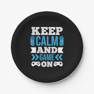 Gamer Gift Keep Calm And Game On Paper Plate