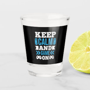 Gamer Gift Keep Calm And Game On Shot Glass