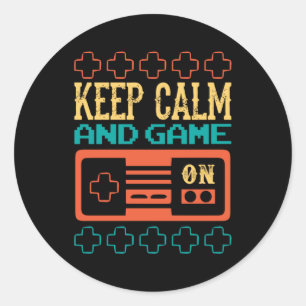 Gamer Gift Keep Calm And Play Game Classic Round Sticker