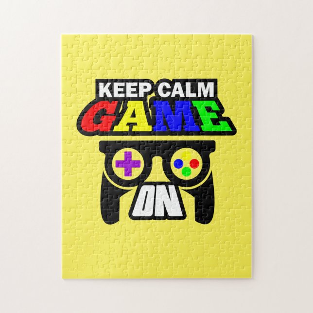 Gamer Gift Keep Calm Game On Jigsaw Puzzle (Vertical)