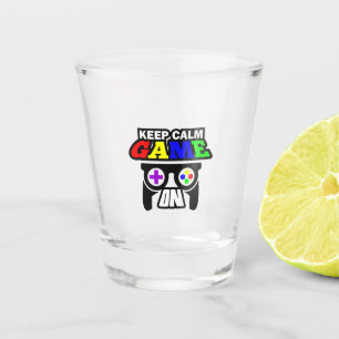 Gamer Gift Keep Calm Game On Shot Glass
