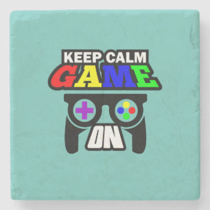 Gamer Gift Keep Calm Game On Stone Coaster