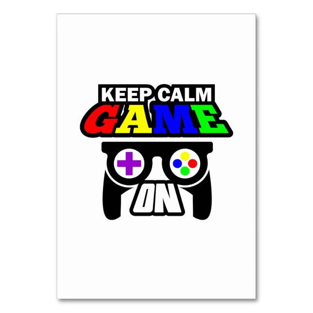 Gamer Gift Keep Calm Game On Table Number (Front)
