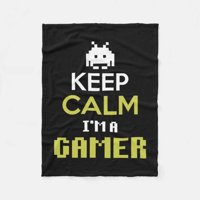 Gamer Gift Keep Calm I Am A Gamer Fleece Blanket (Front)