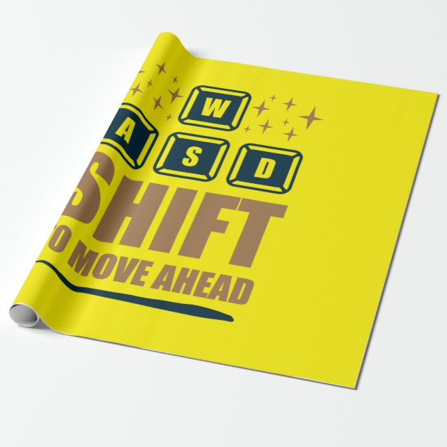 Gamer Gift Shift To Move Ahead Wrapping Paper (Unrolled)