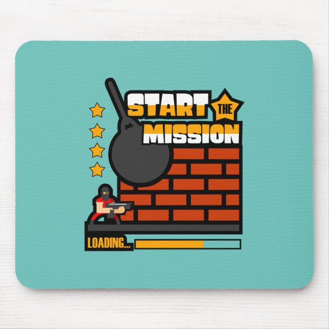Gamer Gift Start The Mission Mouse Pad (Front)