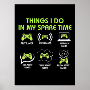 Gamer Gift   Things Gamer Do In My Spare Time Poster