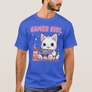 Gamer Girl Cat Gaming Cat Gaming Console Bubble Bo T-Shirt