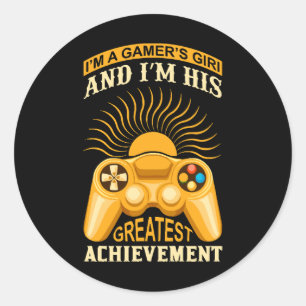 Gamer girl classic round sticker