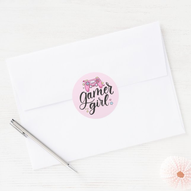 Gamer Girl Classic Round Sticker (Envelope)