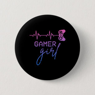 Gamer Girl Cute Heartbeat Gamer For Girl Video Gam 6 Cm Round Badge