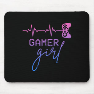 Gamer Girl Cute Heartbeat Gamer For Girl Video Gam Mouse Pad