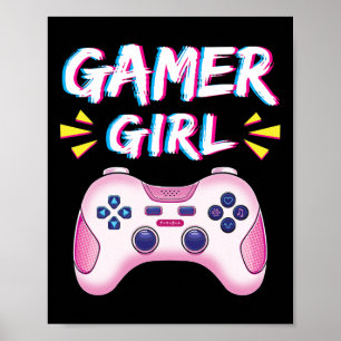 Gamer Girl Cute Pink Controller Video Game Girl Ga Poster