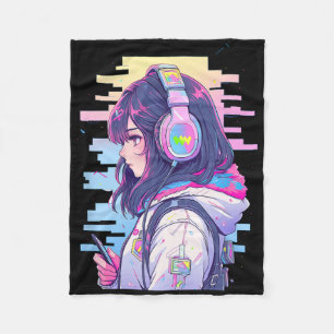 Gamer Girl Funny Pastel Japan Anime Streamer Japan Fleece Blanket