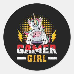 Gamer Girl Gambling Women Gaming Girls Video Game Classic Round Sticker