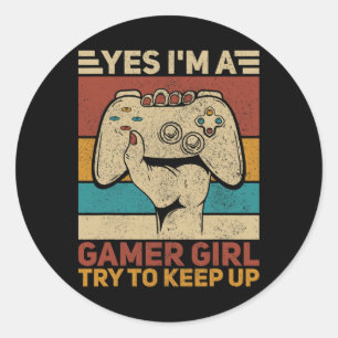 Gamer Girl Gaming Apparel Video Game Girls Outfit Classic Round Sticker