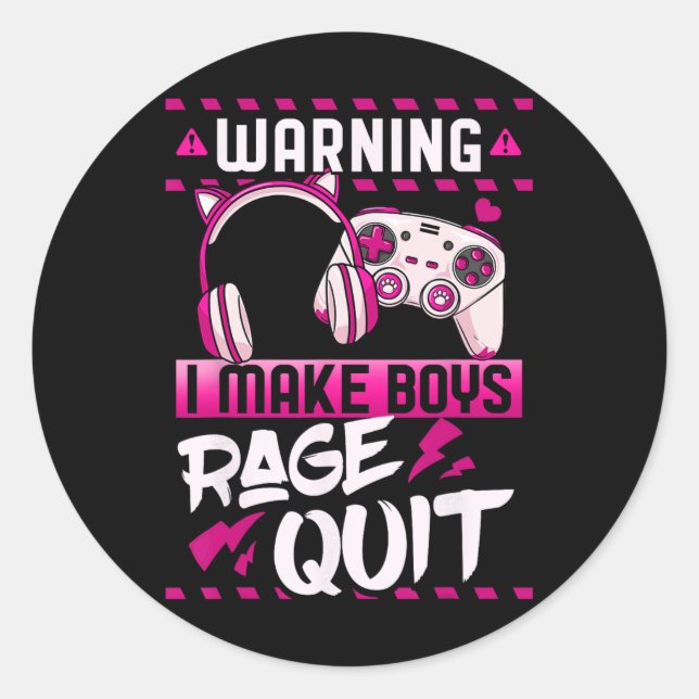 Gamer Girl Gaming Video Games Streaming Streamer  Classic Round Sticker (Front)