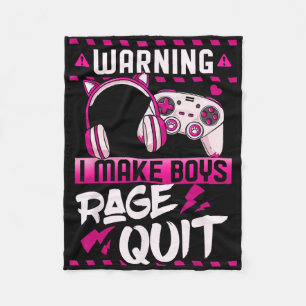 Gamer Girl Gaming Video Games Streaming Streamer Fleece Blanket