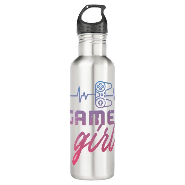Gamer Girl Heartbeat Gaming  710 Ml Water Bottle (Front)