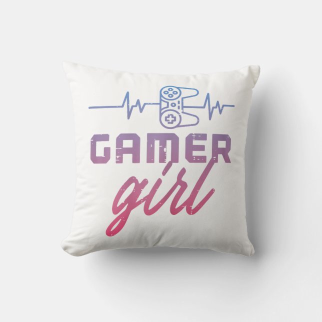Gamer Girl Heartbeat Gaming  Cushion (Front)
