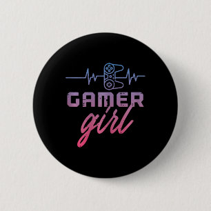 Gamer Girl Heartbeat Gaming Women Girls Kids Teens 6 Cm Round Badge