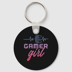 Gamer Girl Heartbeat Gaming Women Girls Kids Teens Key Ring